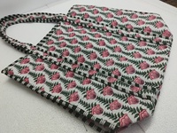 Sacs fourre-tout zippés en coton brodés Kantha faits main, couleur unie, ouverts, pour l'été et l'automne, sacs de shopping, vente en gros, export, en vrac