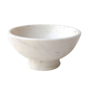 Bol à fruits élégant en marbre blanc avec base robuste, idéal pour la décoration intérieure et l'affichage de la table centrale du fournisseur de confiance - Product Image 1
