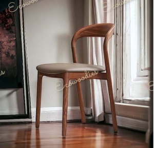 Silla de comedor de cuero de microfibra blanca de lujo sillas modernas patas muebles para el hogar Silla de comedor de madera maciza para sala de estar de madera - Product Image 3