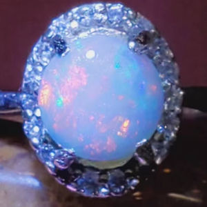 925 Sterling Silver White Opal Engagement Ring Australian Opal Ring Elegant Handmade Fine Jewelry Gift for Her - Product Image 1
