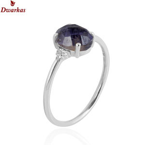 Anillos de compromiso de plata de ley 925 de alta calidad, directamente de fábrica, con iolita y circonita cúbica, para mujer, diseño elegante, caja de regalo - Product Image 2