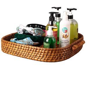 Bandeja de Yute Natural respetuosa con el medio ambiente, bandeja de servicio para el hogar, mesa de comedor, bandejas decorativas, con mango, oferta y venta al por mayor, 100% - Product Image 2