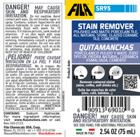 FILA Surface Care Solutions SR95 Gel Détachant Organique Non Acide pour Taches de Vin, Café, Thé et Marques Indélébiles – Nettoyant Détergent
