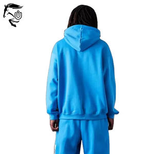 Vente en gros de survêtements pour hommes 100% coton à double épaisseur avec logo personnalisé sweats à capuche surdimensionnés avec pantalon de survêtement design à épaules tombantes - Product Image 4