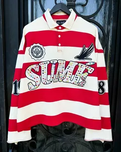 T-shirts courts et hauts à manches longues pour femmes, broderie gothique en pierre et imprimés graphiques hip-hop, coupe ample en coton - Product Image 5