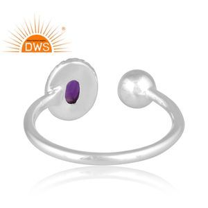 Best Selling Fine Sterling Silver Natural Amethyst Gemstone <b>Adjustable</b> <b>Ring</b> Jewelry For Women Gift For Her - Product Image 4