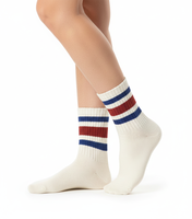 Chaussettes de sport rétro rayées personnalisables pour femmes, chaussettes tubulaires décontractées en coton, fabriquées en Turquie avec votre design