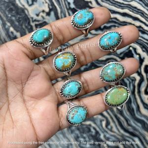 Anillos de Turquesa Natural de Arizona Chapados en Plata de Ley 925 al por Mayor, Joyería Fina de Acero Hecha a Mano, Última Moda en Tendencia - Product Image 2