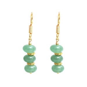 Handmade Green Aventurine Birthstone Dangle <b>Earrings</b> Gold Spacer Beads & Findings Gold Plated Hook Fashion Drop <b>Earrings</b> - Product Image 2