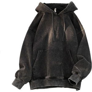 Nouveau LOGO personnalisé Vintage en détresse Boxy Fit pull 500Gsm vierge éponge française surdimensionné poids lourd lavé à l'acide sweats à capuche pour hommes - Product Image 1