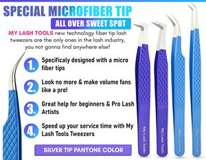 Meilleures extensions de cils à pointe en fibre Pince à épiler Design ergonomique Pince à épiler à pointe incurvée et droite Pince à épiler Volume à pointe fine - Product Image 2
