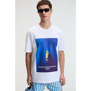Camiseta de Manga Corta Estampada Extra Grande para Hombre Zest, 100% Algodón, Blanca - Product Image 5
