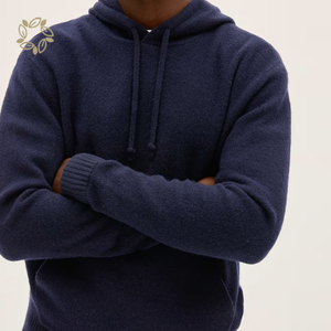 Sudadera con capucha para hombre Merino Swaters de algodón orgánico para hombre Swater con capucha Ropa de hombre natural Sudaderas con capucha de punto de color sólido - Product Image 3
