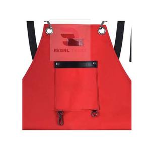 Tablier de barbier en cuir coton et denim confortable professionnel Cape de coupe de cheveux résistante à l'eau pour une utilisation en salon - Product Image 4