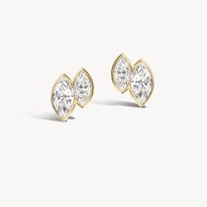 Pendientes de Diamante Verde Corte Princesa Cultivado en Laboratorio con Oro Rosa de 18k, Certificado IGI, para Uso Casual, Diamante Americano - Product Image 2