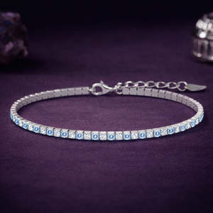 Pulsera de tenis fina azul cielo de 2 mm - Product Image 2