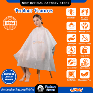 NIDY Tablier jetable multi-usages pour les soins à domicile Confortable Hygiénique Imperméable Literie facile à éliminer Beauté Soins personnels - Product Image 4