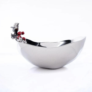 Cuenco para servir con acento moderno, aluminio hecho a mano con técnica pulida, nuevo diseño, características de Vidrio Metálico, superposición de tallo - Product Image 4