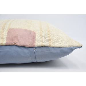 Oreiller Patchwork Kantha en laine à rayures subtiles 28x28 pouces Beige Vintage tissé coussin décoratif pour voiture de vie literie portable - Product Image 5