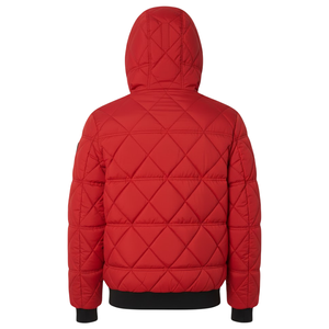 Veste matelassée rouge pour homme, coupe bomber, à capuche, pour l'hiver, avec poignets côtelés, poches zippées, imperméable, streetwear, parka - Product Image 2
