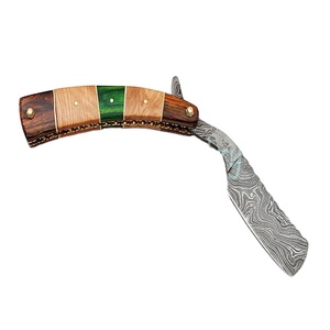 Navaja de Afeitar de Acero de Damasco Tallada a Mano, Tradicional y Personalizada (Rz308) - Product Image 1