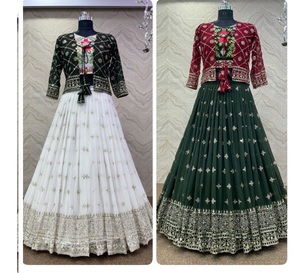 Tissu Georgette spécial pour femmes, 2 occasions, choli lehngha, avec broderie, travail à manches longues, koti, à bas prix - Product Image 6