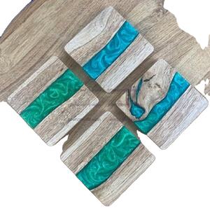 Posavasos de resina epoxi para mesa de madera, posavasos únicos con soporte de SCI - Product Image 1