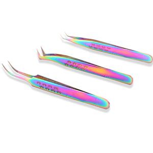 Pinzas versátiles de acero inoxidable sin opacidad para extensiones de pestañas, agrega color a tu rutina de pestañas hecha de metal - Product Image 1