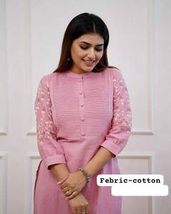 Conjunto de Kurti y Pantalón de Algodón Puro de Secado Rápido para Todas las Temporadas de Pintex Embroidery, Mejora tu Atuendo de Oficina, Comodidad Diaria, Elegancia para Fiestas - Product Image 6