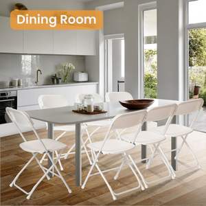 Silla plegable moderna de metal blanco, silla de comedor apilable ligera para interior y exterior, fiesta de picnic, jardín - Product Image 2