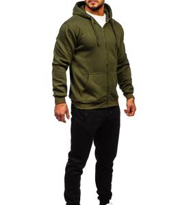 Ensemble deux pièces Survêtements d'entraînement d'hiver unis en molleton de coton Vente en gros de survêtements de jogging pour hommes athlétique OEM - Product Image 5