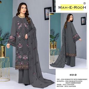 Exclusif Belle Dernière Collection Heavy Fox Georgette Avec Broderie Salwar Costume Fabricant De L'Inde - Product Image 6