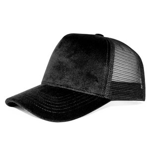 HN05 personalizado al por mayor de los hombres y las mujeres de Golf Deportes Trucker gorras de terciopelo Logotipo de 5 paneles sombreros lisos para uso informal - Product Image 1