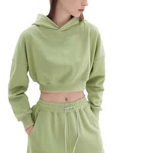 Conjunto de Dos Piezas de Punto Personalizado para Mujer 2025, Traje Deportivo de Invierno, Sudadera con Capucha Corta, Diseño Personalizado, Sudaderas con Capucha para Mujer - Product Image 1