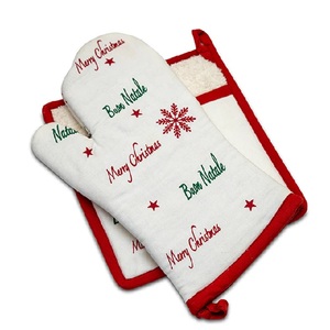 Christmas Special Cooking Microwave Baking <b>Oven</b> Mitt Heat Resistant 100% Organic Cotton GOTS Certificate Hot Pad linen Potholder - Product Image 1