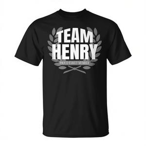 T-shirt Team Henry noir unisexe pour adulte, col rond, manches courtes, pour réunion de famille, tenue de fête - Product Image 2