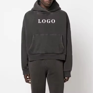 Vente en gros de sweats à capuche pour adultes 400 g/m², haute qualité, 100 % coton, molleton éponge, broderie, lavage vintage, sweat à capuche d'hiver - Product Image 1