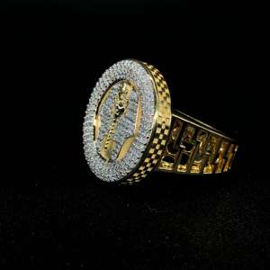 Bague en diamant inspirée du roi Toutankhamon Pharoh en or 10 carats 13 grammes et diamants naturels véritables 0,92 ct. - Product Image 5