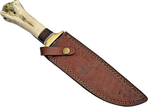 Couteau Bowie en acier Damas fait main avec lame forgée à la main personnalisée, couteau multi-usages fixe avec manche en os, chasse, support OEM - Product Image 3