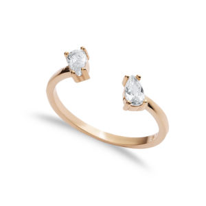 Elegant Double Drop Design Zirconia Stone <b>Adjustable</b> <b>Ring</b> Wholesale 925 Silver Sterling Jewelry - Product Image 5