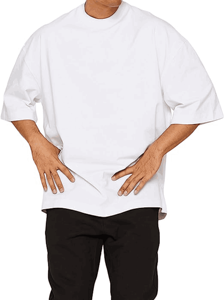 เสื้อยืดผ้าฝ้าย100% หนาสำหรับผู้ชายแบบโอเวอร์ไซส์หรูหราคอกลมผ้าคอตตอนโอเวอร์ไซส์ - Product Image 2