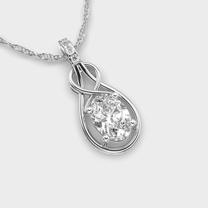 จี้เพชรรูปไข่ทรงอินฟินิตี้ ผลิตในห้องปฏิบัติการ ชุบทองคำขาว/ทองคำเหลือง/ทองคำชมพู 14K พร้อมเคลือบโรเดียม เครื่องประดับสำหรับผู้หญิง - Product Image 3