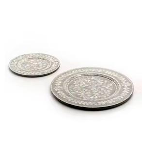 Assiette de service élégante faite à la main avec incrustation de nacre Belle couleur de pierre Assiette décorative écologique durable et créative - Product Image 3