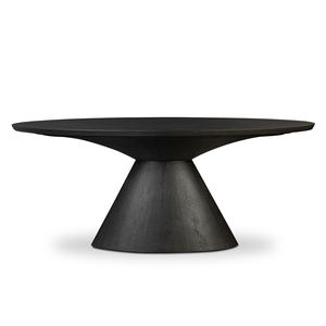 Mesa de Comedor de Madera de Mango Maciza con Base Ovalada de Lujo, Acabado Mate, Color Negro, Superficie Lisa, Nueva y Moderna para el Hogar y la Cocina - Product Image 1