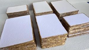 Feuilles de papier faites à la main en coton brodé à bords dorés sur mesure Style animal pour la revente de concepteurs de papeterie de mariage - Product Image 5