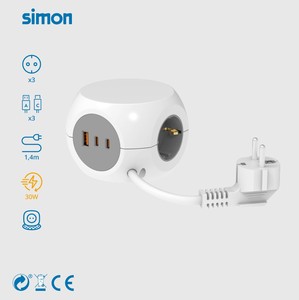 Base multi-socket Combiball con 3 prese + USB e 2 USB-C (Simon BM516307) - Product Image 4