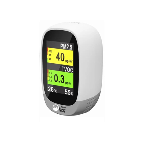 Small Size Air Quality Monitor with LCD Display CE ROHS Certified for PM2.5 and VOC Detection Indoor Use 1-Year Warranty