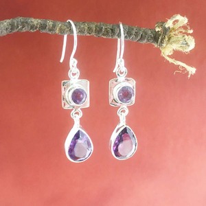 Pendientes de Plata de Ley 925 hechos a mano con piedras preciosas de pera amatista eterna para bodas, joyería de amatista cortada al por mayor - Product Image 2