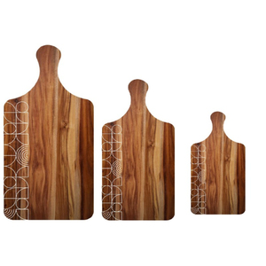 Vente en gros de 3 planches à découper en bois d'acacia avec poignée pour la cuisine, la charcuterie et le service Planche à fromage - Product Image 1