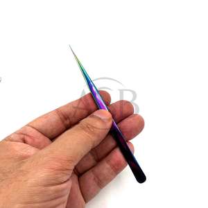 Pinzas de pestañas de aislamiento largas rectas delgadas, pinzas de pestañas probadas a mano con impresión de logotipo personalizado de acero inoxidable, OEM - Product Image 4